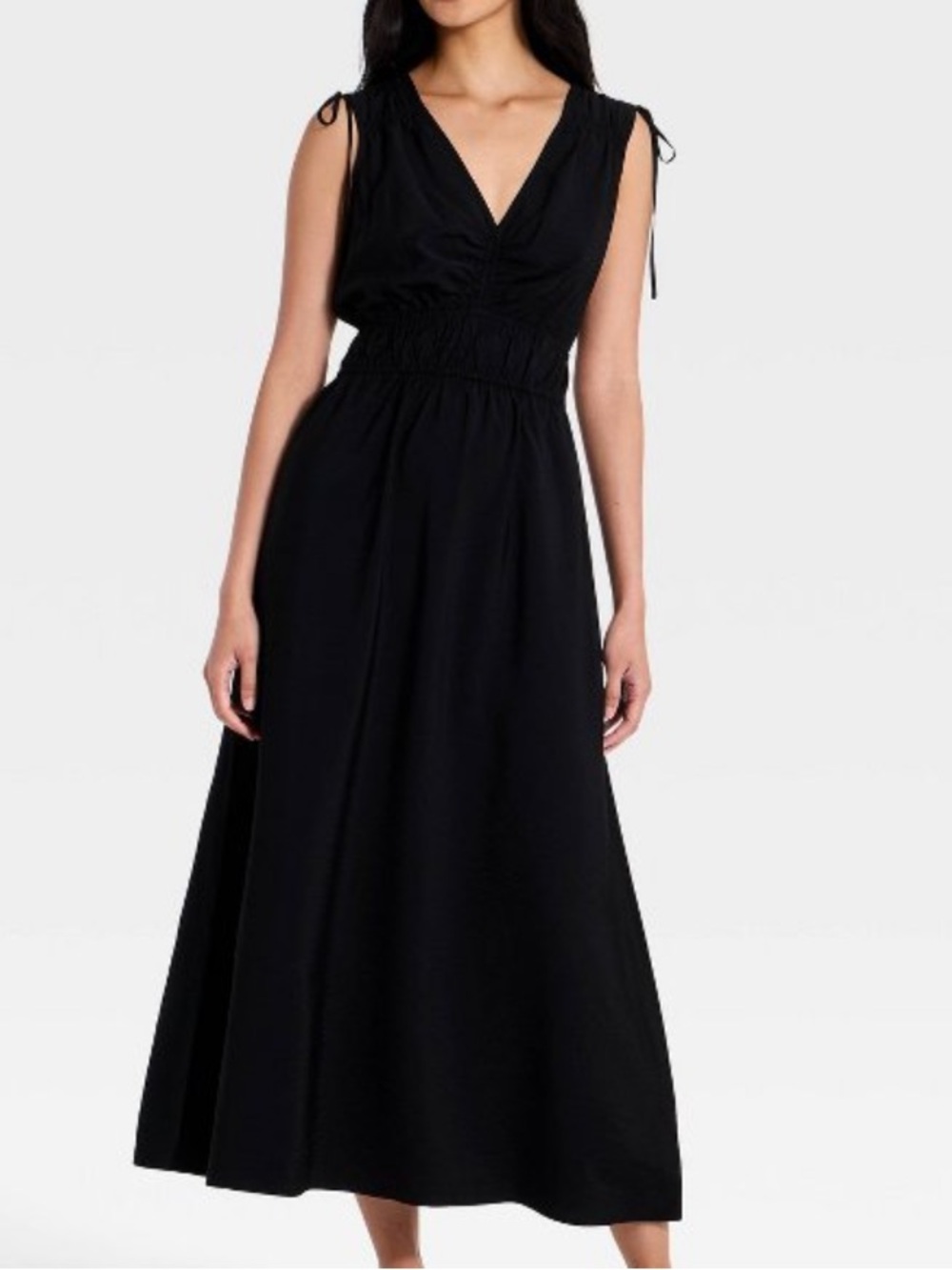 V-Neck Black Midi Dress - A New Day